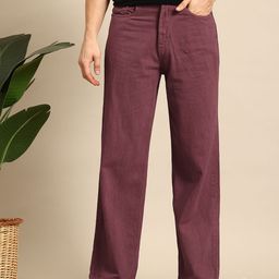 Mast & Harbour Men Pure Cotton Wide Leg Jeans-image-83