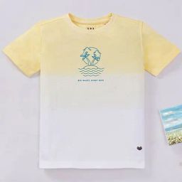 Ed-a-Mamma Kids Yellow & White Cotton Printed T-Shirt-image-33