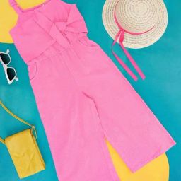 Pantaloons Junior Kids Pink Cotton Regular Fit Jumpsuit-60