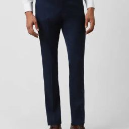 V Dot Navy Skinny Fit Trousers-image-11
