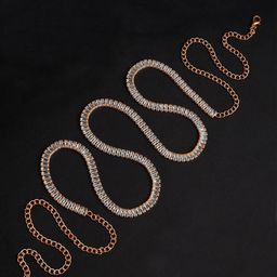 VAMA Rose Gold-Plated Artificial Stones Studded Waist Chain Saree Accessories-image-57