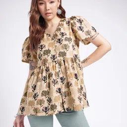 Anouk Rustic Floral Printed A-Line Kurti image 2