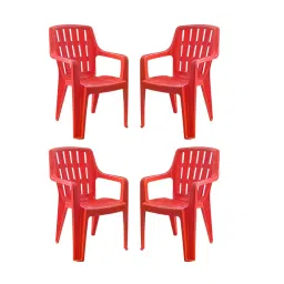Maharaja Arm Rest Plastic Chair Solid Back For 6 to 8 Years Kids Red, Dolly402_Red-PK4 (Set of 4)-image-14