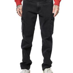 The Souled Store Black Straight Fit Cargo Jeans-image-84