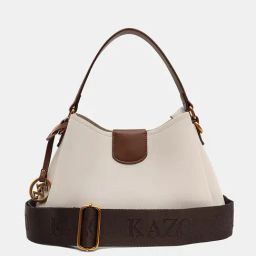 Kazo Off White & Brown Medium Shoulder Bag-image-56