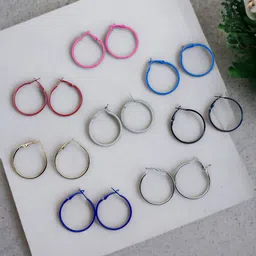 AccessHer Set Of 8 Circular Hoop Earrings-48