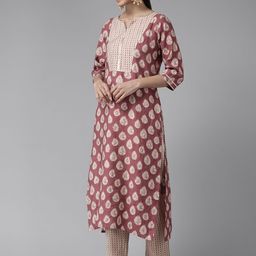 Ginni Arora Label Ethnic Motifs Printed Chanderi Silk Kurta with Trousers & Dupatta image 3