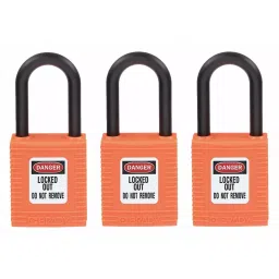 BRADY Lockout Padlock with 3 Keys Nylon Orange, 39N238 (Set of 3 Pcs)-image-91