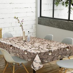 LooMantha Brown Floral Waterproof Plastic 6-Seater Table Cover-image-6