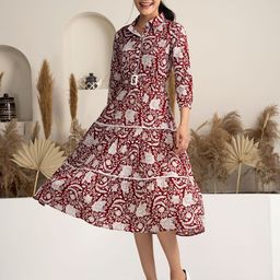 DressBerry Floral Print Crepe Fit & Flare Dress-image-70