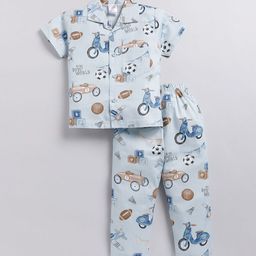 NAUTI KIDZ Boys Conversational Printed Shirt Collar Night suit-image-6