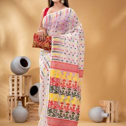 DESH BIDESH Woven Design Pure Cotton Jamdani Saree-image-34