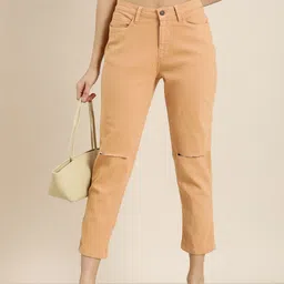 Moda Rapido Women High-Rise Slash Knee Stretchable Jeans-image-36