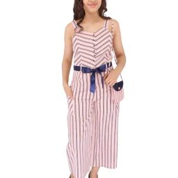 Cutecumber Kids Dusty Pink Striped Jumpsuit-image-89