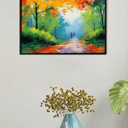 Art Street Forest Tree Scenery Printed Multicolor Engineered Wood Wall Art-image-49