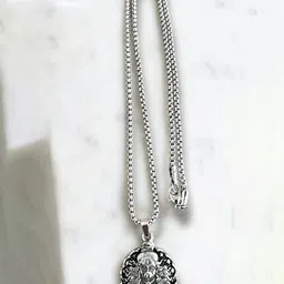 Nitant Men Silver-Plated Hanuman Ji Face Inspired Circular Pendant with Chain-picture-40
