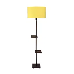 Sanded Edge Yellow Modern Miller Double Shelf Floor Lamp in Solid Wood with Natural Wood Color Base-image-8