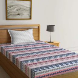 Klotthe Multicolor Cotton Blend 300 TC Single Bedsheet With 1 Pillow Cover-image-72