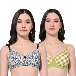 FIMS Black & Green Printed Bras - Pack Of 2-image-91
