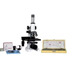 Labcare Compound Biological Microscope with 50 Prepared Slides, LB-BM70-37