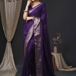 Anouk Ethnic Motifs Zari Silk Blend Banarasi Saree-image-24