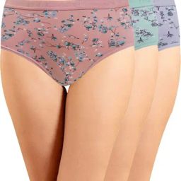 IN CARE Green & Purple Cotton Printed Hipster Panties - Pack Of 3-image-49