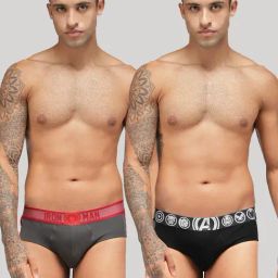 Zoiro Grey Jaspe & Black Jaspe Regular Fit Briefs - Pack Of 2-image-21