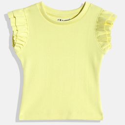 Eteenz Girls Ribbed Flutter Sleeve Premium Cotton Top-16