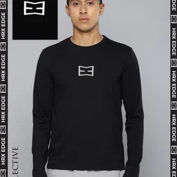HRX By Hrithik Roshan EDGE Men Jet Black Bio-Wash Brand Logo Printed Reflective T-shirts-image-63