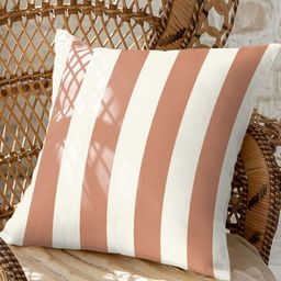 CASABLEU Spring Gallery Orange Colored & White 2 Pieces Striped Square Cushion Covers-14