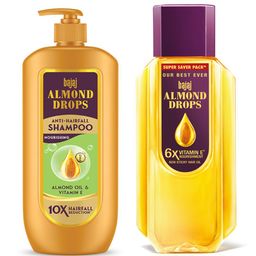 BAJAJ CONSUMER CARE Set of Almond Drops Shampoo + Hair Oil  - 650ml Each image 1