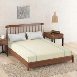 Fabindia Yellow Cotton 180 TC Double Bed Sheet With Pillow Covers-image-41