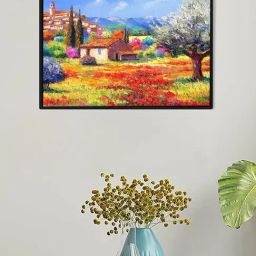 Art Street Romantic Countryside Farm House Printed Multicolor Engineered Wood Wall Art-16