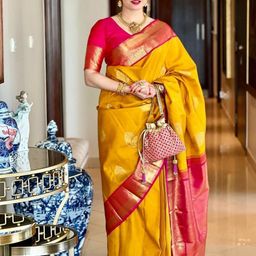VILLE FASHION Ethnic Motifs Woven Design Zari Banarasi Saree with Blouse Piece-image-75