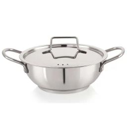 Nirlon Deluex Silver Stainless Steel 24 cm Induction Deep Kadhai With Steel Lid (3.2 L)-31