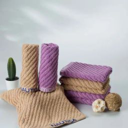 Nautica Cross View Wheat & Lilac Cotton 600 GSM Fluffy Zero Twist Face Towel - Set of 8-image-76