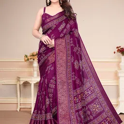 MAGNEITTA Ethnic Motifs Zari Silk Blend Saree-picture-21