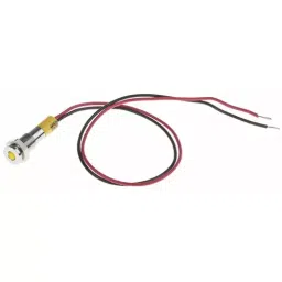 RS PRO Yellow Panel Mount Indicator 24V DC, Mounting Hole Size 6 mm, Termination Type Lead Wires, IP Rating IP67, Model No 7001836-33