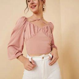 Rare Peach Sweet Heart Neck Top-image-45