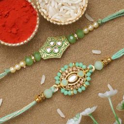 eCraftIndia Multicolor Premium Rakhis with Roli Chawal Pack - Set of 2-20
