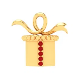 P.C. Chandra Jewellers 22k Yellow Gold Gift Box Shaped Red Stones Pendant-image-24