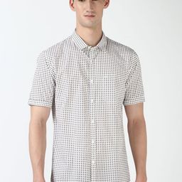 Peter England Casuals Men Spread Collar Geometric Printed Cotton Slim Fit Casual Shirt-picture-44