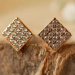 Rukhmani Gold-Plated Kesu Diamond Studded Square Shape Studs-23