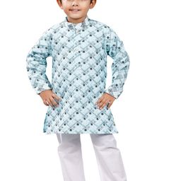 BAESD Boys Printed Mandarin Collar Straight Kurta with Trousers-16