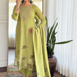 HERE&NOW Women Ethnic Motifs Embroidered Regular Thread Work Kurta with Trousers & With Dupatta-picture-46