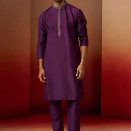 VASTRAMAY Mandarin Collar Kurta With Trousers And Nehru Jacket-picture-19