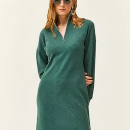 Olalook Cuffed Sleeves Cotton Sheath Dress-image-73