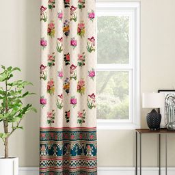 SEJ by Nisha Gupta Single Abstract Eyelet Door Curtain - Cream-image-42