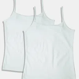 SillySally Pack Of 2 Sleeveless Solid Camisoles - White-picture-41