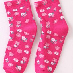 Mustang Cotton Ankle Length Socks With Floral Design - Fuschia-image-48